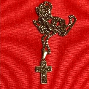 ⚡️STERLING MARCASITE CROSS PENDANT NECKLACE
